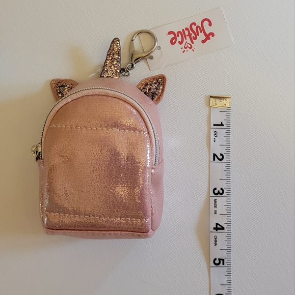 Justice Rose Gold Unicorn Backpack Keychain - Picture 5 of 5